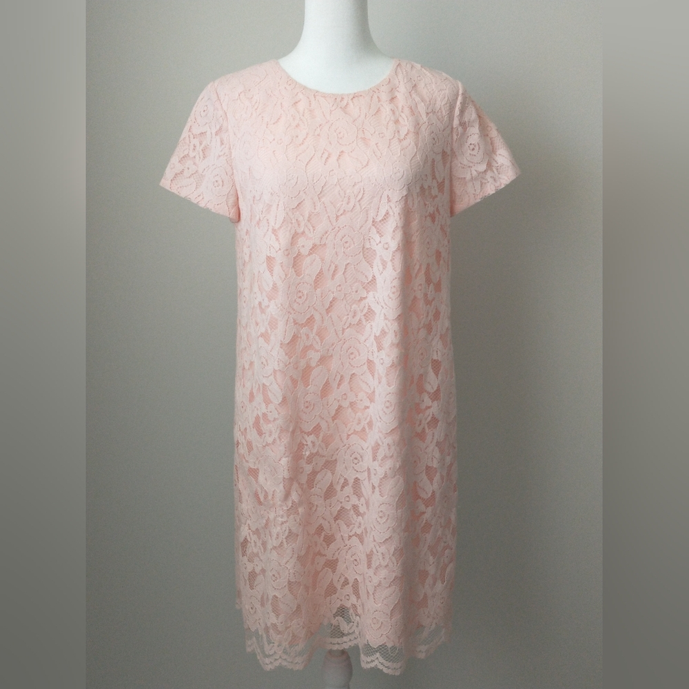 Cece Cynthia Steffe pink lace shift dress 6